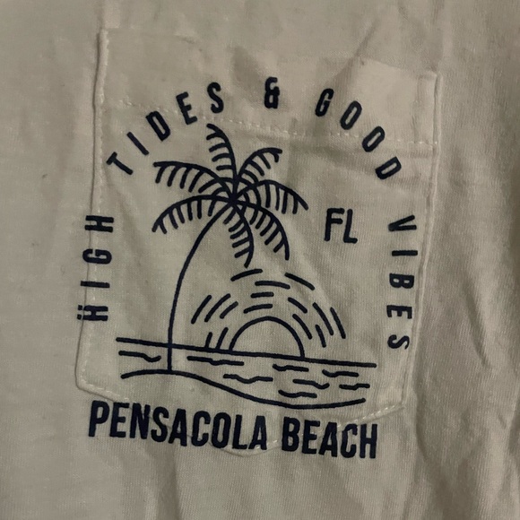 Pensacola Beach FL V-Neck Pocket & Back Graphic T-Shirt - Picture 2 of 4